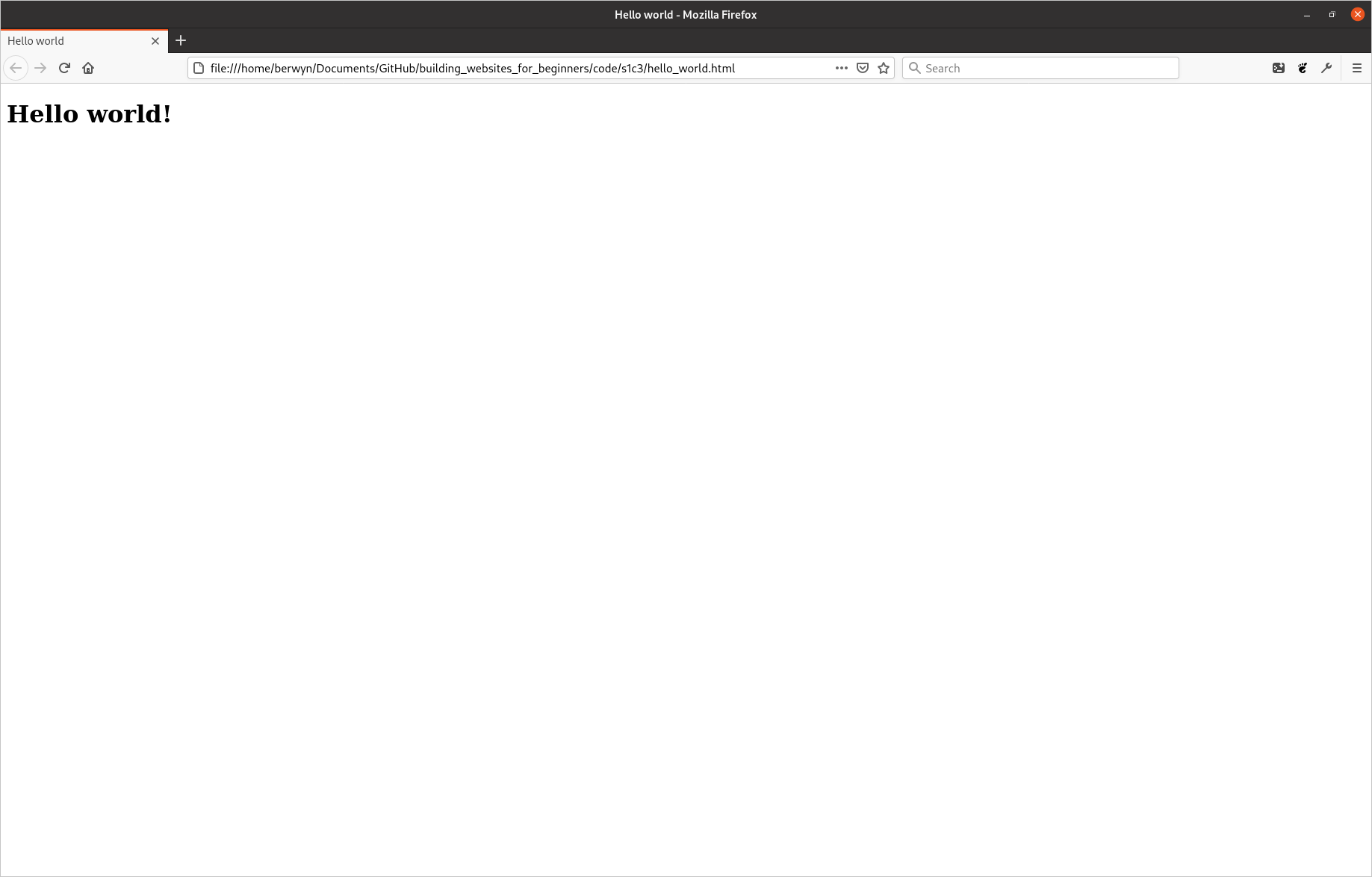hello_world.html rendered in Firefox